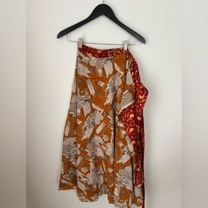 Wrap Skirt • Made in India • Red & Mustard Print